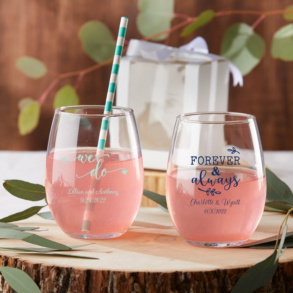 Personalized acrylic wine glasses w/ stem