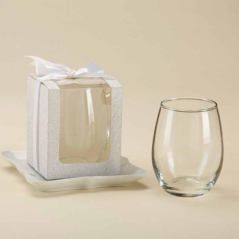 Silver 9 oz. Glassware Gift Box with Ribbon (Set of 20) Alternate Image 3, Kate Aspen | Glassware Gift Box