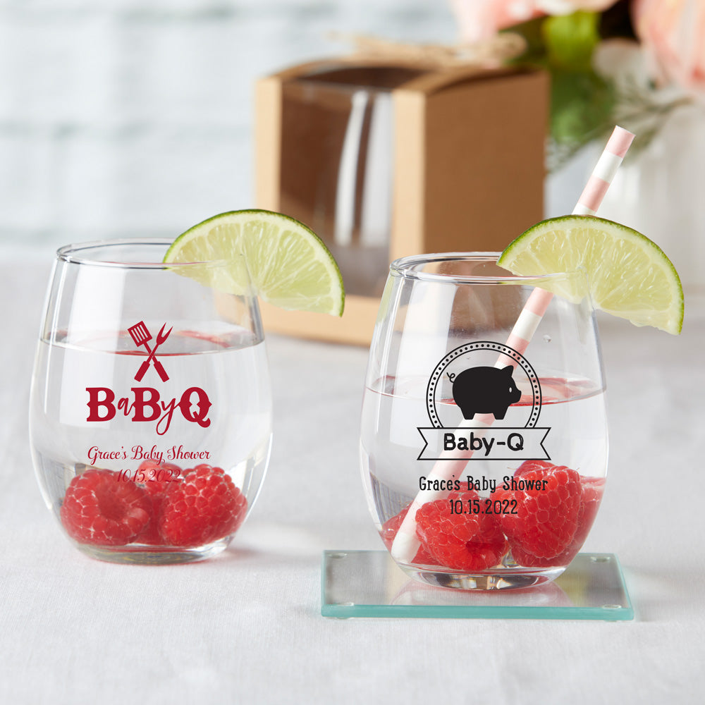 Personalized 15 oz. Stemless Wine Glass - Baby Shower Alternate Image 6, Kate Aspen | Wine Glass