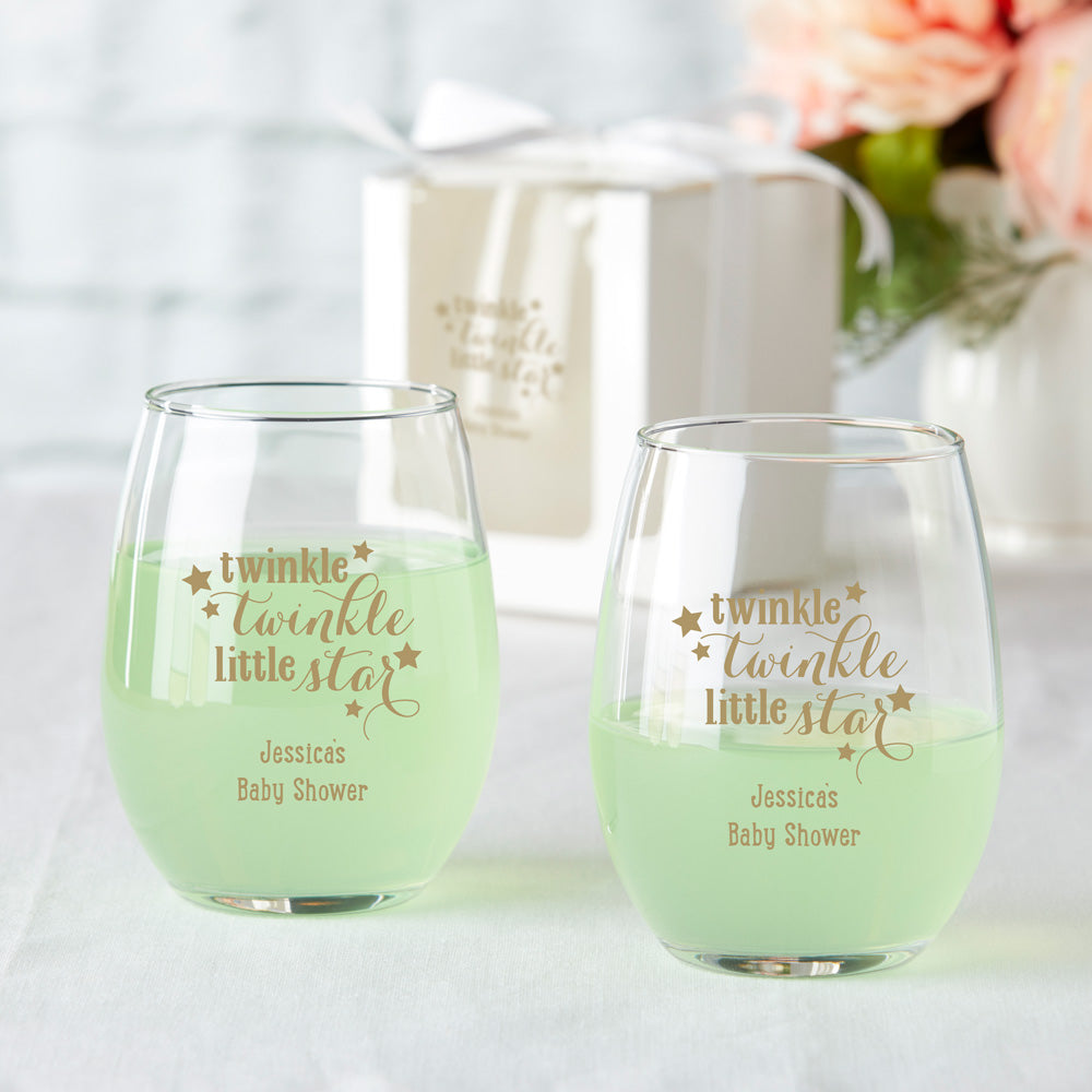 Personalized 15 oz. Stemless Wine Glass - Party Favors, Wedding, Baby