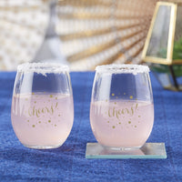 Thumbnail for 15 oz. Stemless Wine Glass - Cheers (Set of 4)