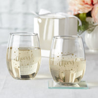 Thumbnail for 15 oz. Stemless Wine Glass - Cheers (Set of 4)