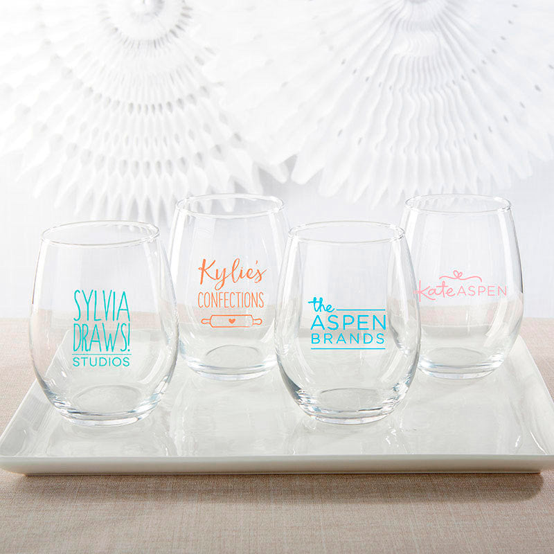 Your Custom Text or Design 15oz Stemless Wine Glasses Bulk, Personalized  Wine Glass, Engraved Company Logo, Brand logo, Corporate Gift Glass
