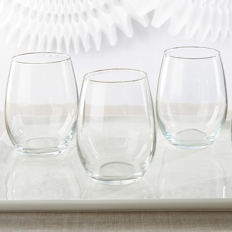 Stemless Wine Glasses Set of 4-15 0z. Oversized Wine Glass - Made