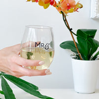 Thumbnail for 15 oz. Stemless Wine Glass - Mr. & Mrs. Heart (Set of 2)