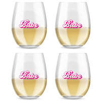 Thumbnail for 15 oz. Stemless Wine Glass - Retro Babe (Set of 4) Alternate Image 5, Kate Aspen | Glassware