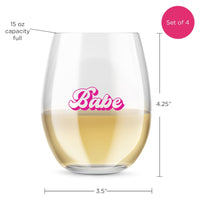 Thumbnail for 15 oz. Stemless Wine Glass - Retro Babe (Set of 4) Alternate Image 6, Kate Aspen | Glassware