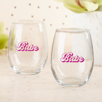 Thumbnail for 15 oz. Stemless Wine Glass - Retro Babe (Set of 4) Alternate Image 7, Kate Aspen | Glassware