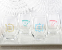 Thumbnail for Personalized 15 oz. Stemless Wine Glass - Tea Time