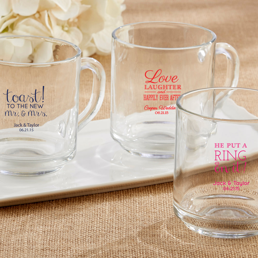 Personalized 10 oz. Glass Coffee Mug - Wedding