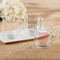 Thumbnail for Personalized 10 oz. Glass Coffee Mug - Eat, Drink, and Be Merry