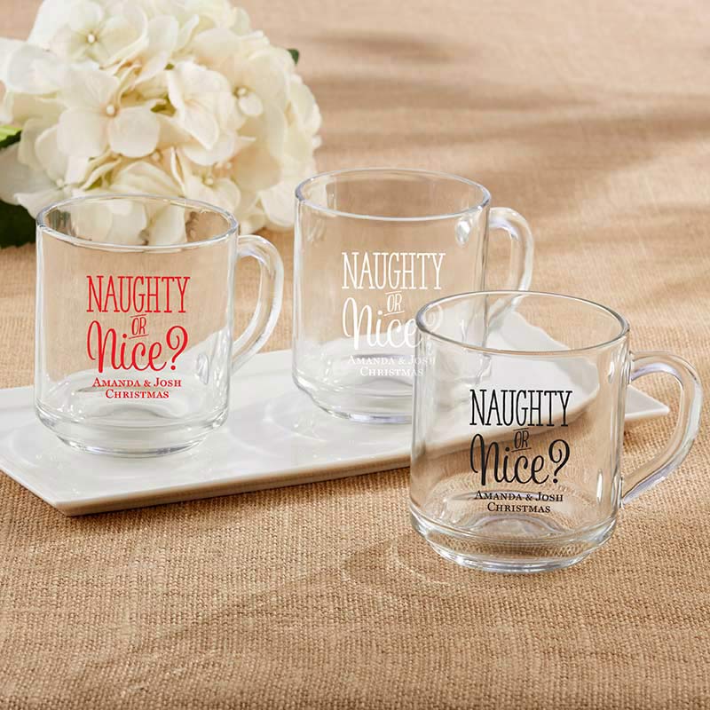Personalized 10 oz. Glass Coffee Mug - Naughty or Nice
