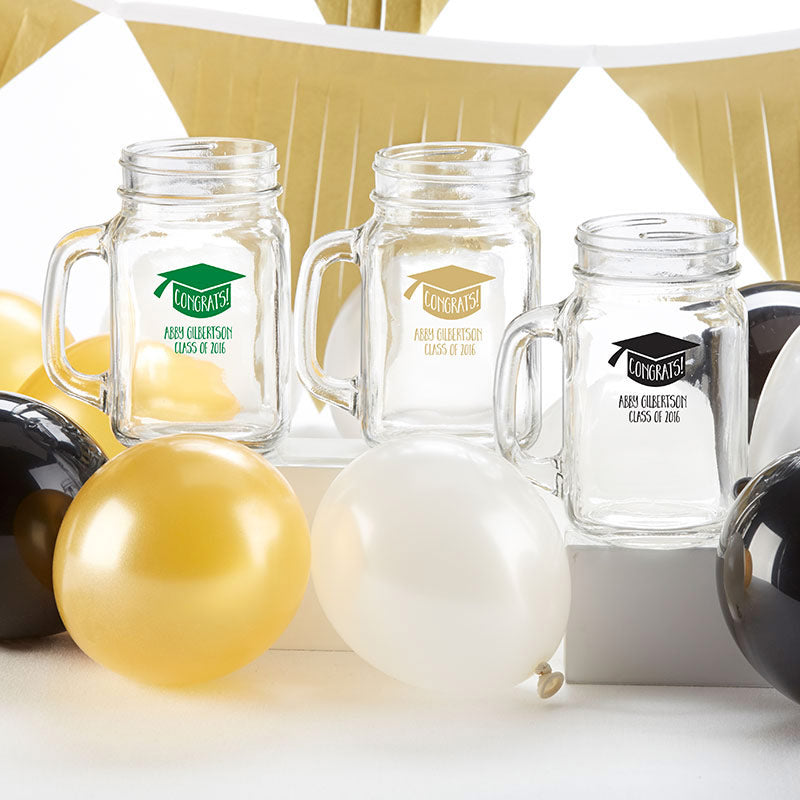 Personalized 16 oz. Mason Jar Mug - Congrats Graduation Cap