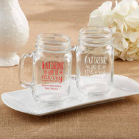 Thumbnail for Personalized 16 oz. Printed Mason Jar Mug - Eat, Drink, Be Merry
