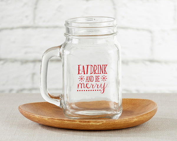 Eat, Drink & Be Merry 16 oz. Mason Jar Mug (Set of 4)