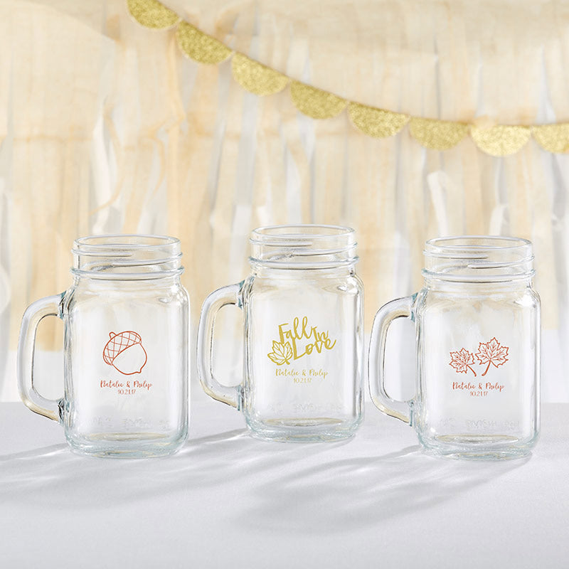 Personalized 16 oz. Mason Jar Mug - Fall