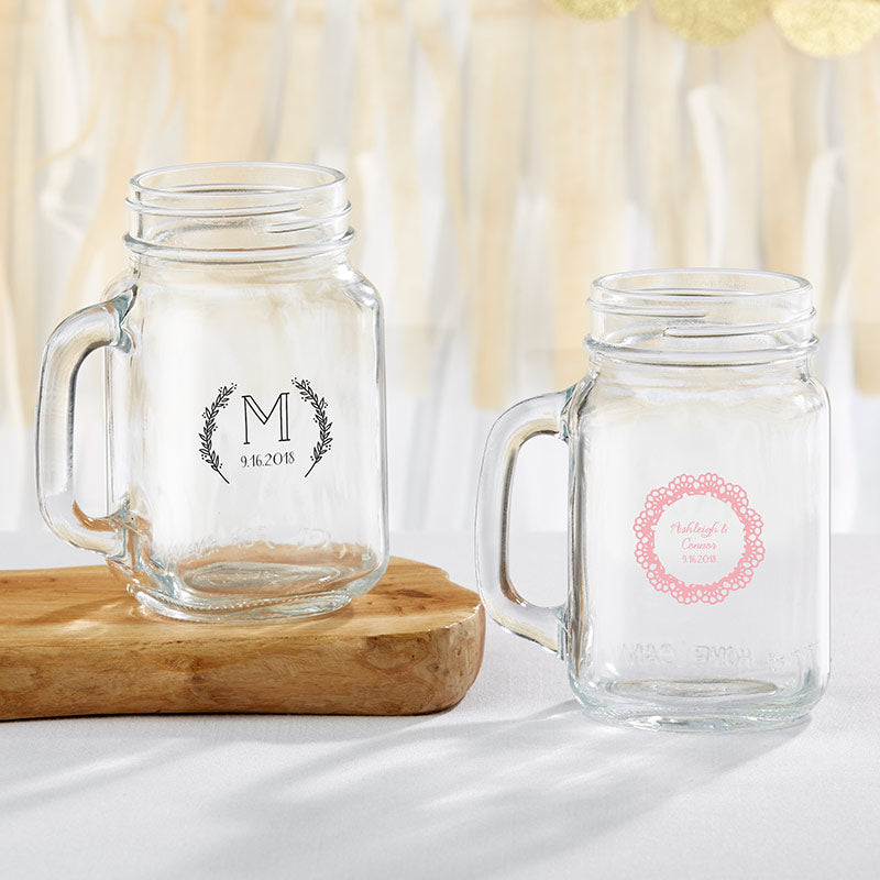 Personalized 16 oz. Mason Jar Mug - Rustic Charm Wedding