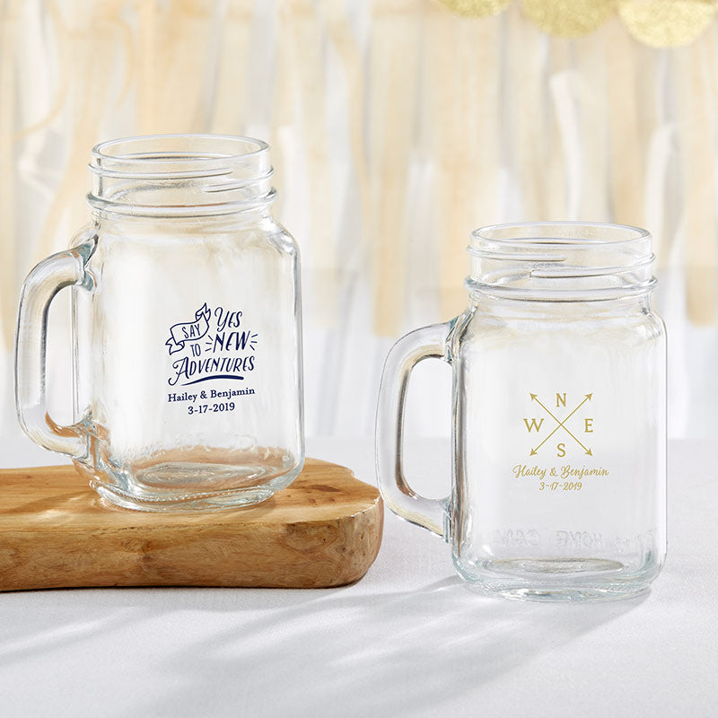 Personalized 16 oz. Mason Jar Mug - Travel & Adventure