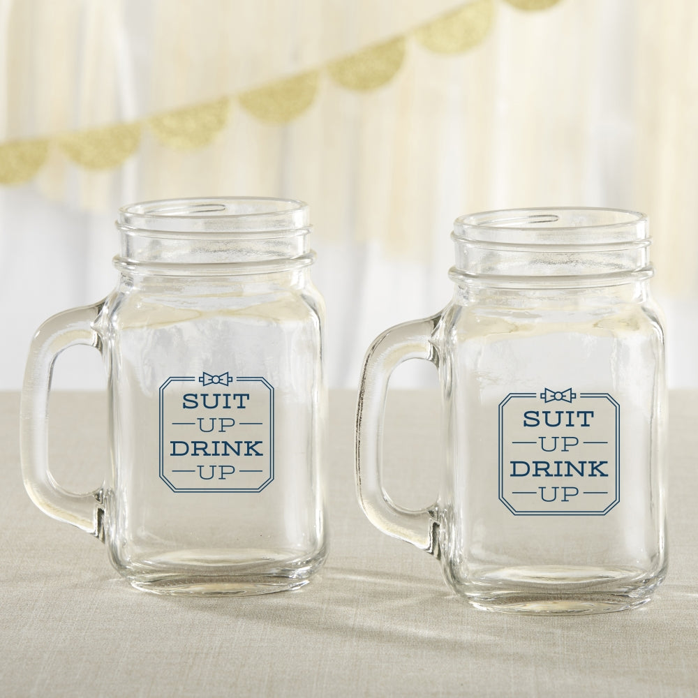 16 oz. Mason Jar Mug - Suit Up Drink Up (Set of 6)