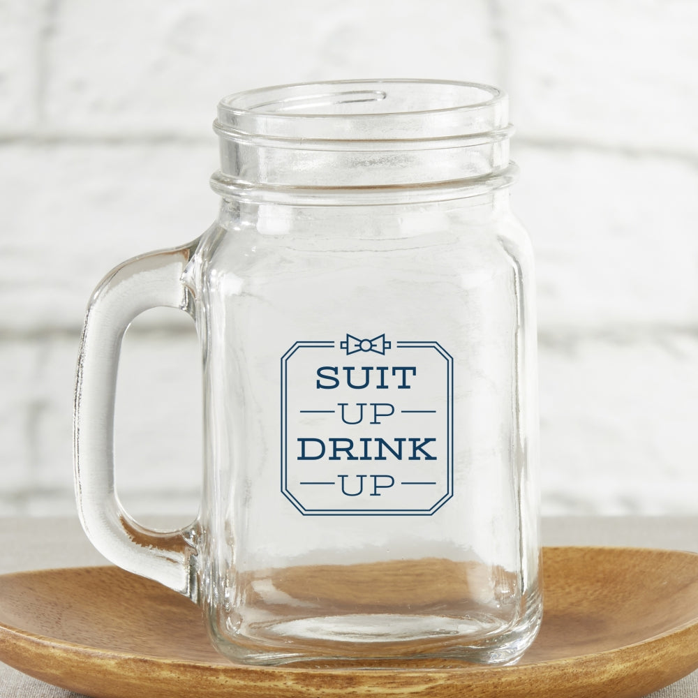 16 oz. Mason Jar Mug - Suit Up Drink Up (Set of 6)