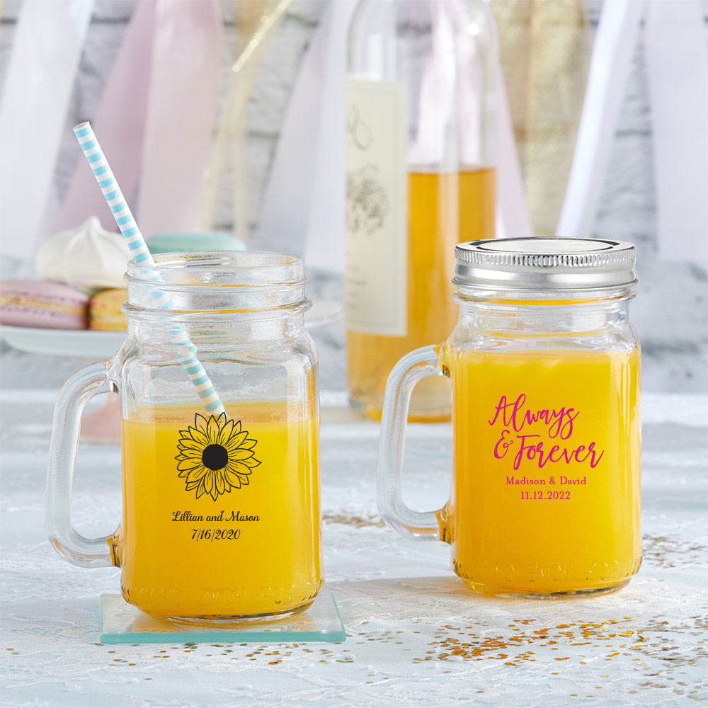 Personalized 16 oz. Mason Jar Mug - Wedding Favors by Kate Aspen