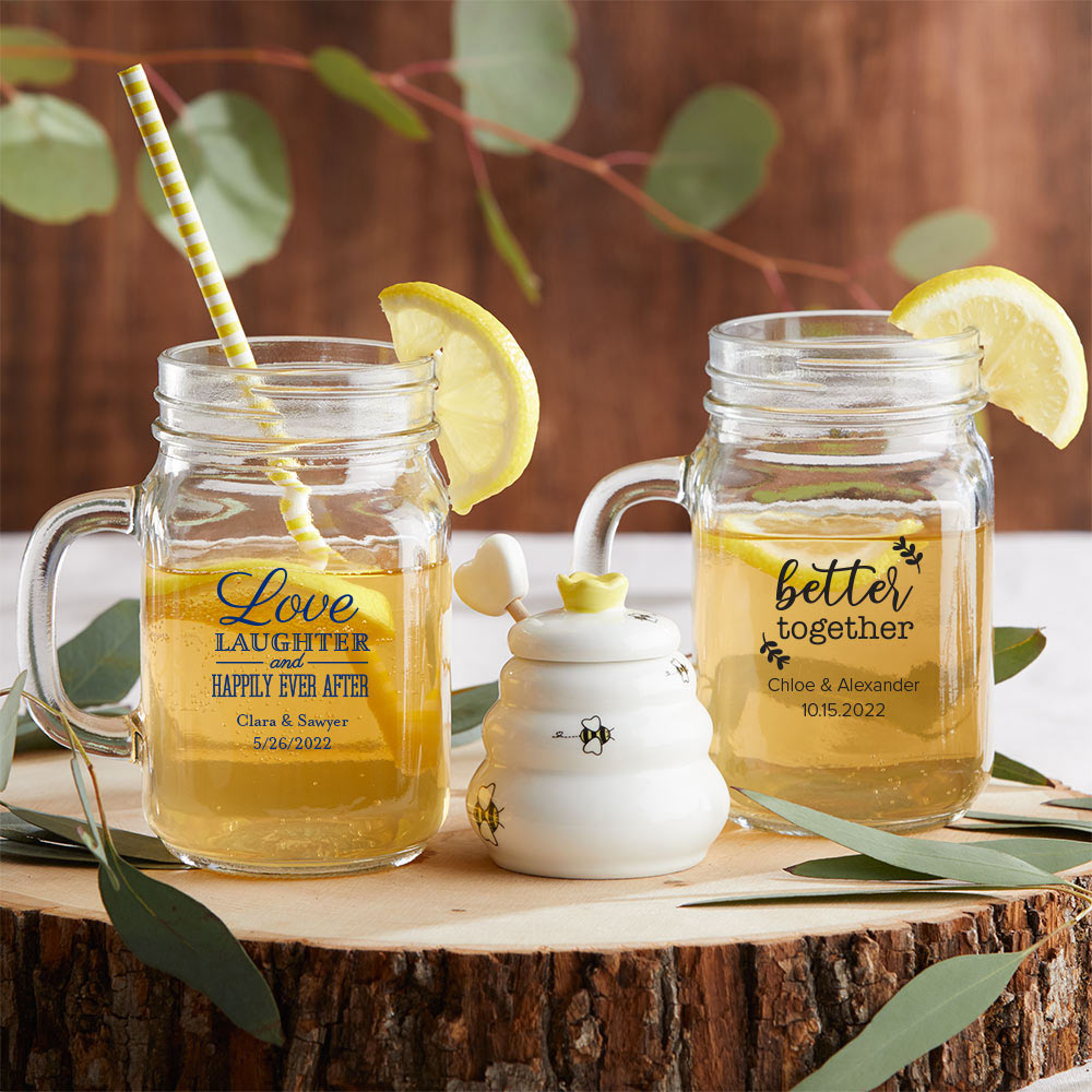 Personalized Printed Mason Jar Mug Favors