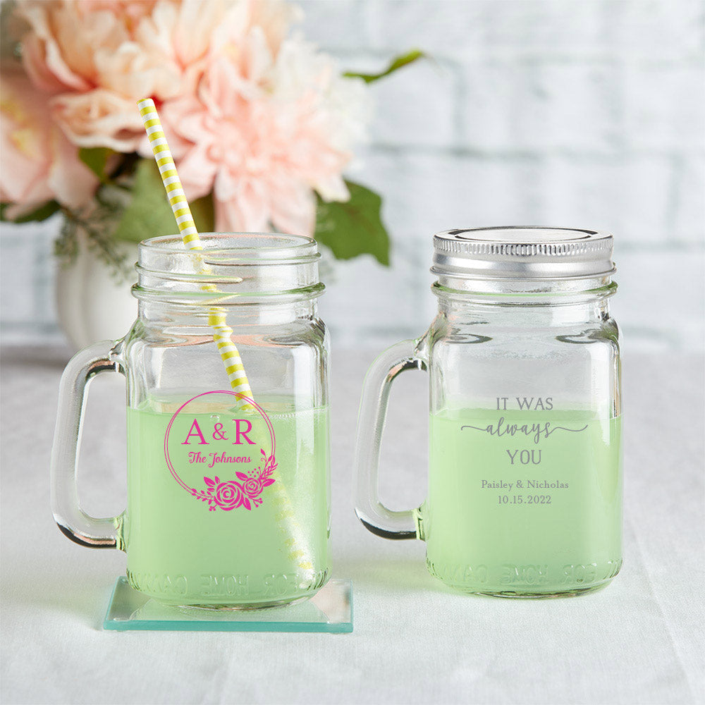 Wedding Personalized Pint Mason Jars, 16 oz. Canning Jar