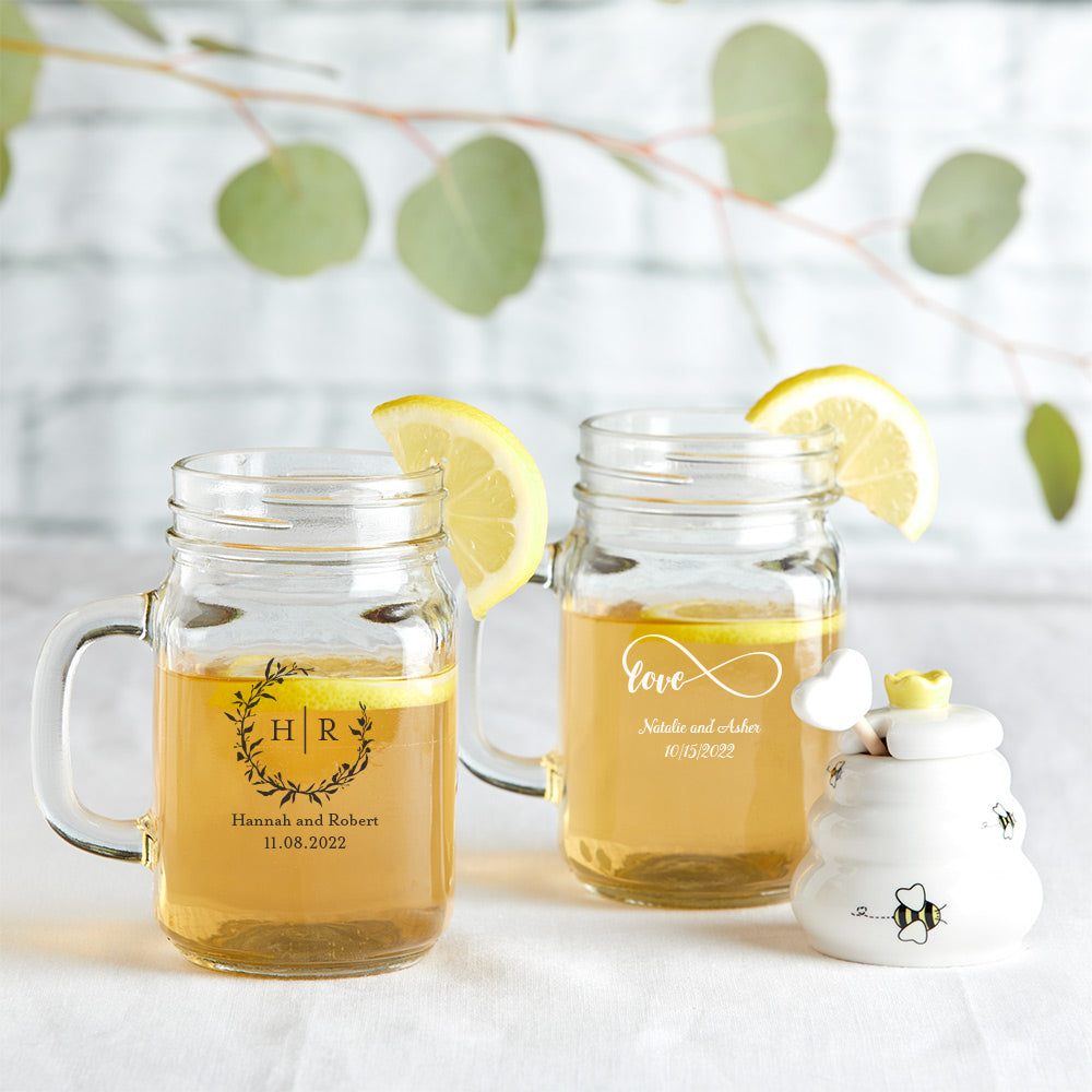 Personalized 16 oz. Mason Jar Mug - Wedding Favors by Kate Aspen