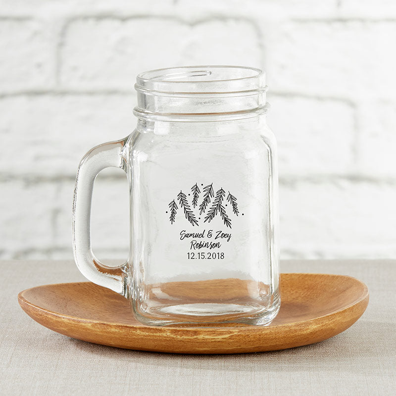 Personalized 16 oz. Mason Jar Mug - Winter