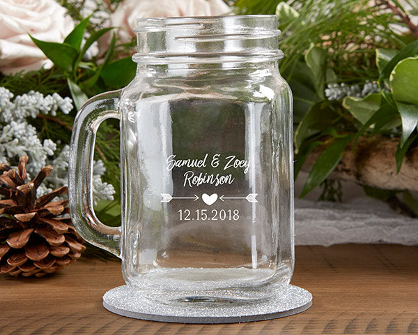 Personalized 16 oz. Mason Jar Mug - Winter