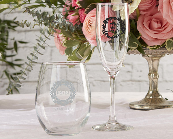 Personalized Champagne Flute - Romantic Garden
