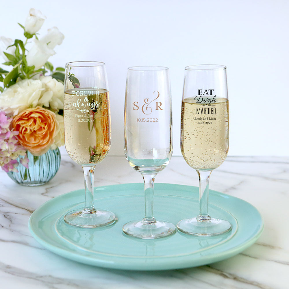 Personalized 6 oz. Champagne Flute - Wedding