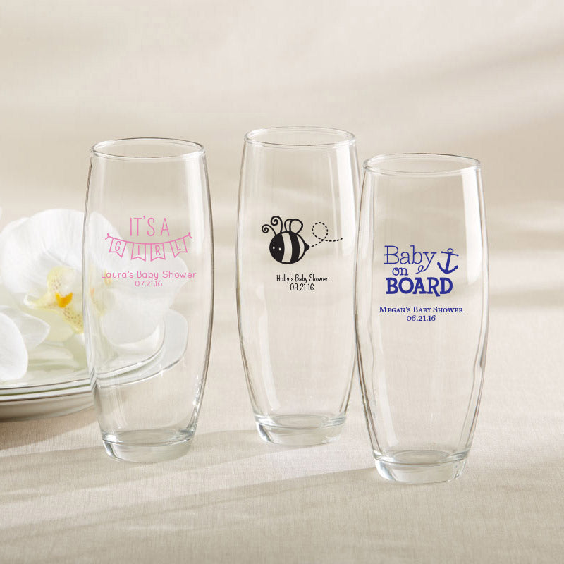 Personalized 9 oz. Stemless Champagne Glass - Baby Shower