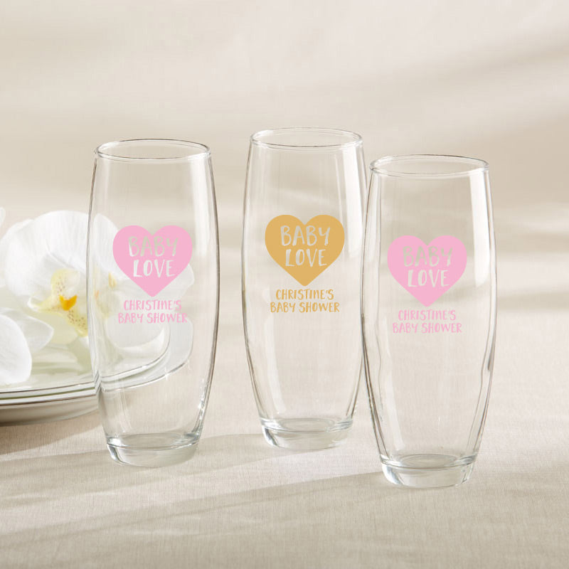 Personalized 9 oz. Stemless Champagne Glass - Baby Love