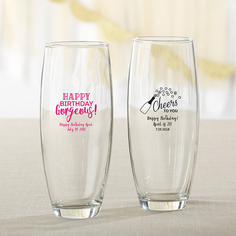 Personalized 9 oz. Stemless Champagne Glass - Birthday For Her