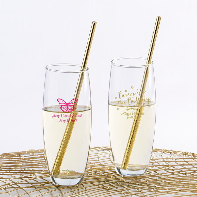 Personalized Stemless Champagne Glass - Brunch