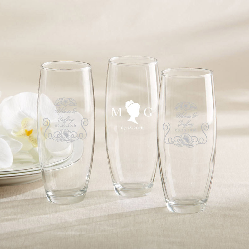 Personalized 9 oz. Stemless Champagne Glass - English Garden