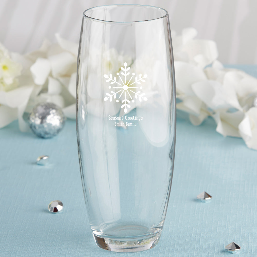 Personalized 9 oz. Stemless Champagne Glass - Holiday