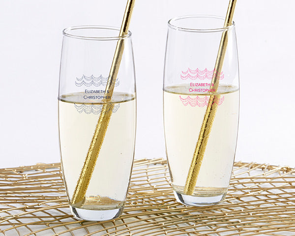 Personalized 9 oz. Stemless Champagne Glass - Modern Romance