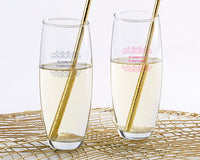 Thumbnail for Personalized 9 oz. Stemless Champagne Glass - Modern Romance