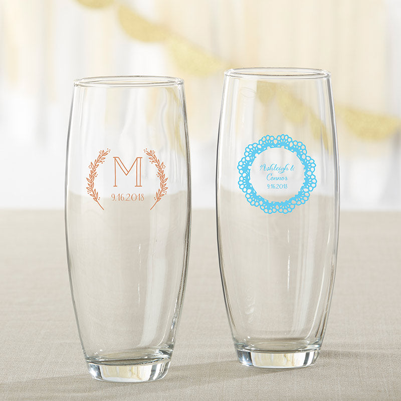 Personalized 9 oz. Stemless Champagne Glass - Rustic Charm Wedding
