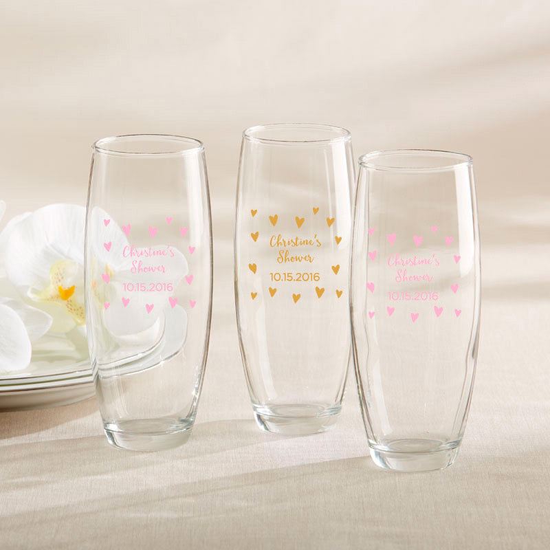 Personalized 9 oz. Stemless Champagne Glass - Sweet Heart