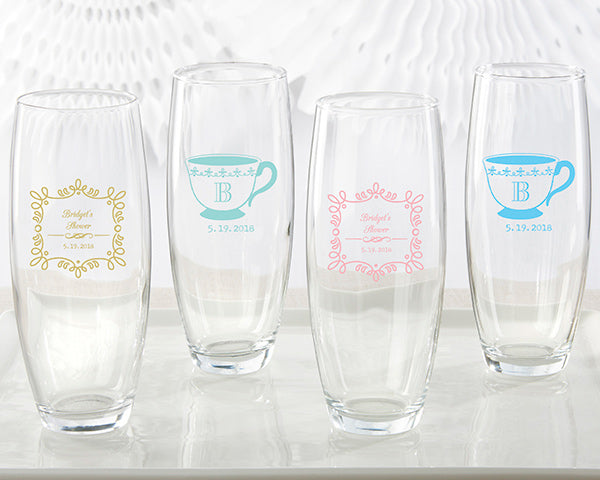 Personalized 9 oz. Stemless Champagne Glass - Tea Time