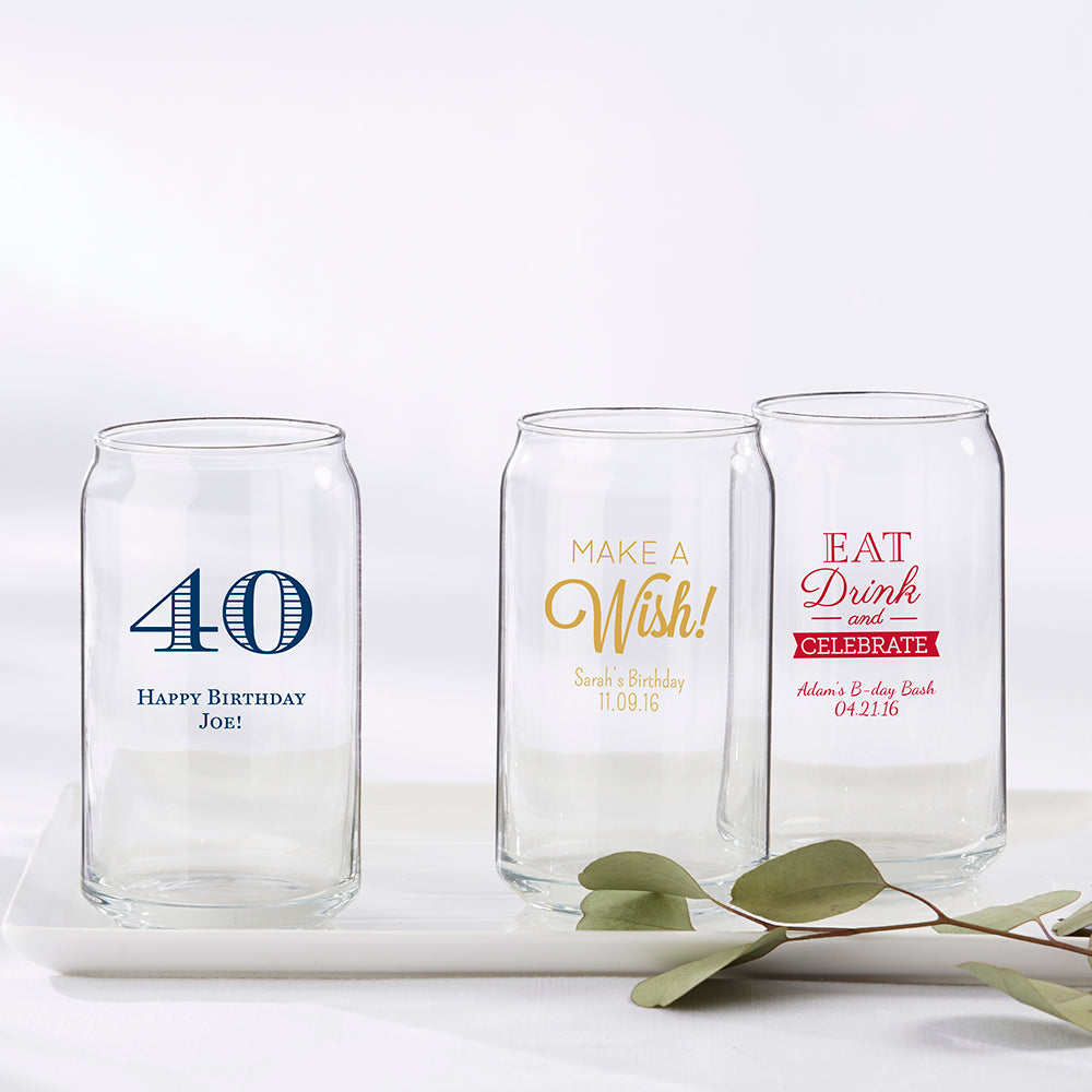 Personalized 16 oz. Can Glass - Birthday Main Image, Kate Aspen | Can Glass