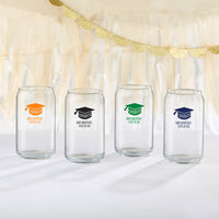 Thumbnail for Personalized 16 oz. Can Glass - Congrats Graduation Cap
