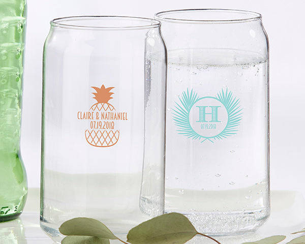 Personalized 16 oz. Can Glass - Tropical Chic