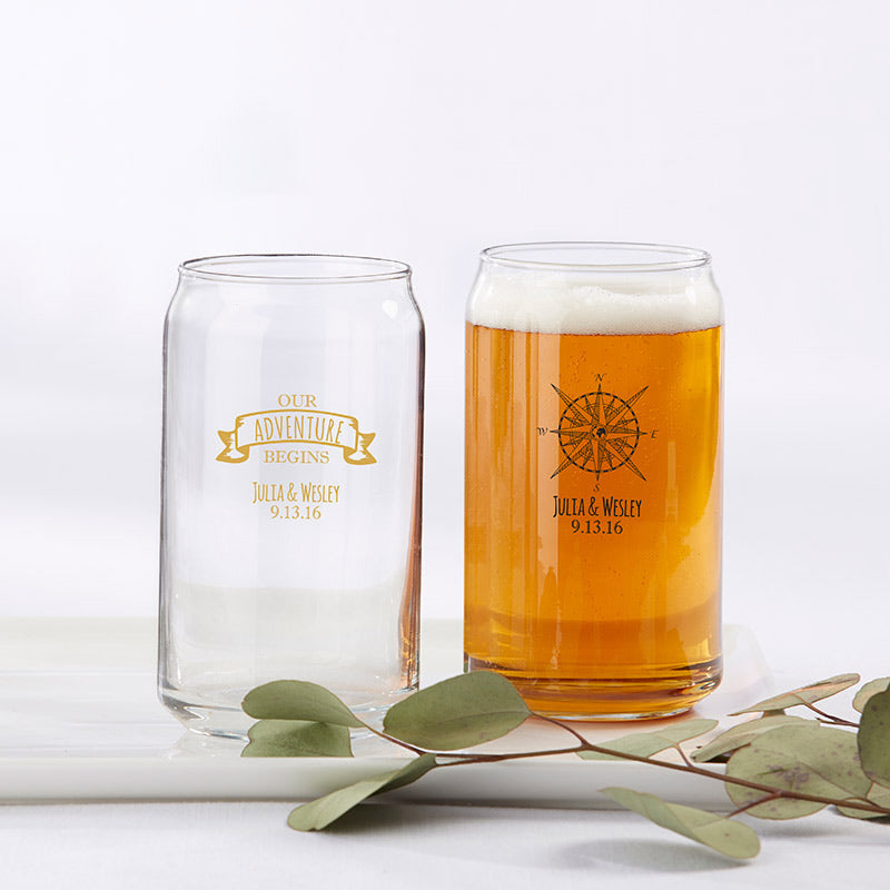 Personalized 16 oz. Can Glass - Travel & Adventure