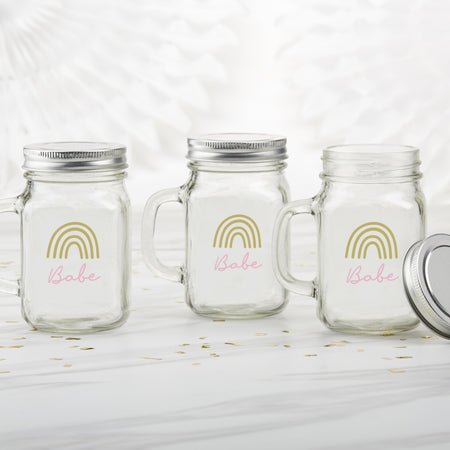 12 oz. Mason Jar Mug with Lid - Boho Rainbow Babe (Set of 6) Alternate Image 2, Kate Aspen | Glassware