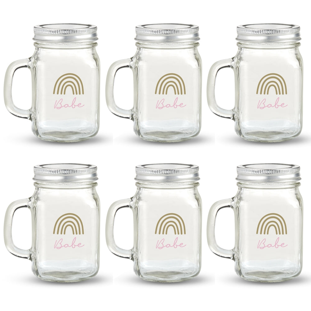 Personalized Mason Jar Drinking Glasses with Flower Lids