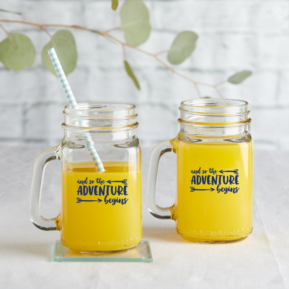 12 oz. Mason Jar Mug with Lid - Adventure Begins (Set of 6)